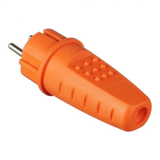 Вилка штепсельная UNIVersal с заземлением IP44 оранжевая