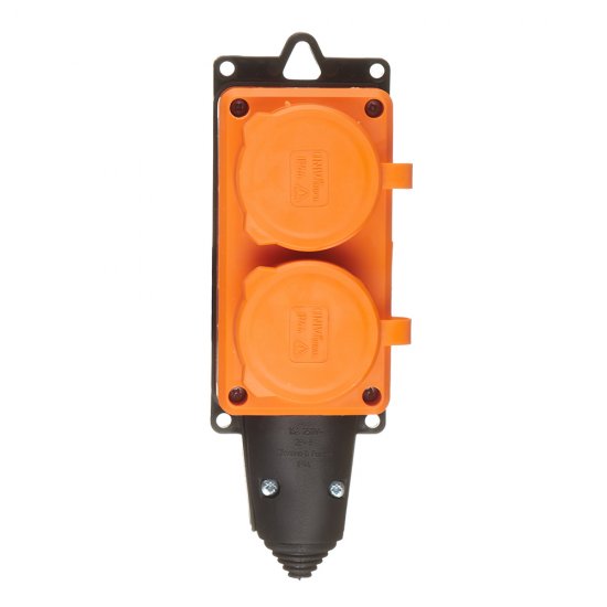 Розетка штепсельная UNIVersal двойная с заземлением IP44 настенная оранжевая