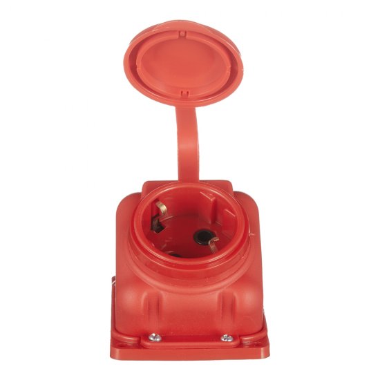 Розетка штепсельная Svet одинарная с заземлением IP44 угловая красная