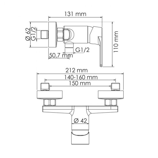 Смеситель для душа без излива WasserKraft Dill хром без лейки однорычажный (6102)