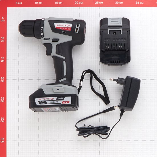 Дрель-шуруповерт аккумуляторная бесщеточная Интерскол ДА-10/18В 18 В 2 Ач Li-Ion 2 АКБ иЗУ (709.2.2.70)