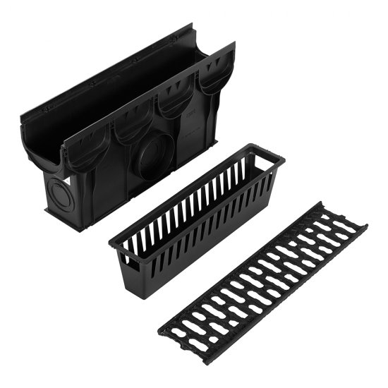 Пескоуловитель для лотка водоотводного пластиковый 500х133х250 мм Standartpark Spark 2/3 с чугунной решеткой (888031)