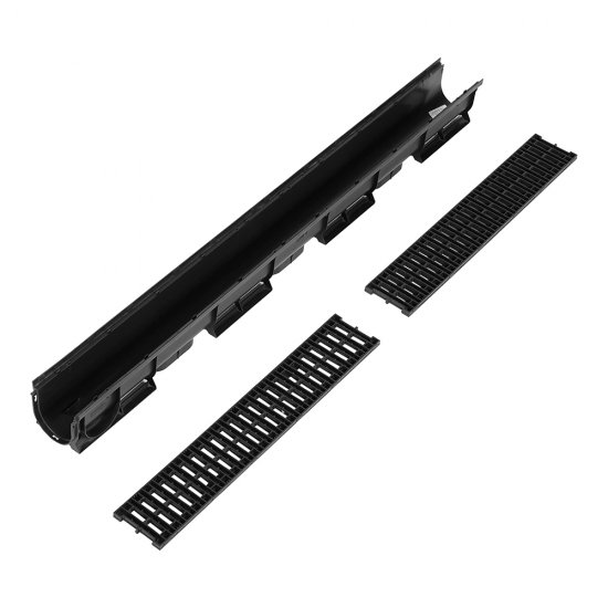 Лоток водоотводный пластиковый 1000х90х90 мм Standartpark Spark 1 с пластиковой решеткой класс А15 (088081-М)