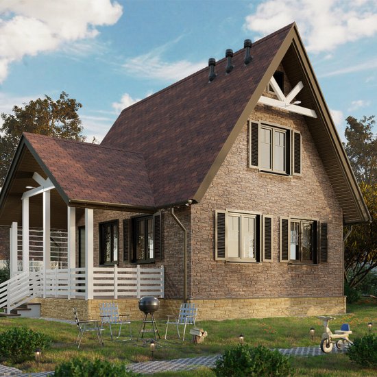 Панель фасадная Docke Stein 1098х400 мм темный орех