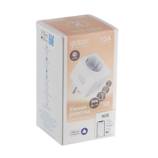 Умная розетка Gauss Smart Home (5510122) белая с заземлением