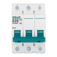 Автоматический выключатель модульный Dekraft BA-101 3P 20А тип C 4,5 кА 230/400 В (11079DEK)