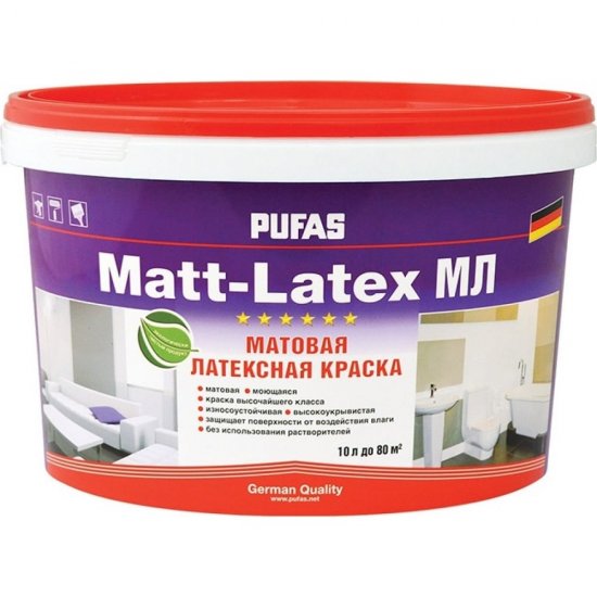 Морозостойкая моющаяся латексная краска Pufas MATT-LATEX