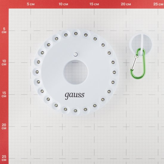 Фонарь кемпинговый Gauss светодиодный 24 LED 5 Вт на батарейках AA пластик с магнитом и карабином (GF003)