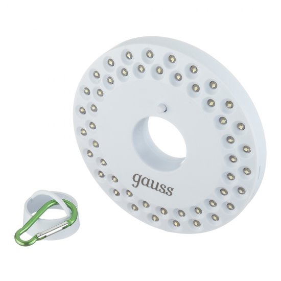 Фонарь кемпинговый Gauss светодиодный 48 LED 5 Вт на батарейках AA пластик с магнитом и карабином (GF004)