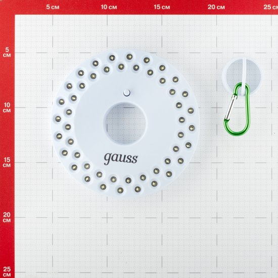 Фонарь кемпинговый Gauss светодиодный 48 LED 5 Вт на батарейках AA пластик с магнитом и карабином (GF004)