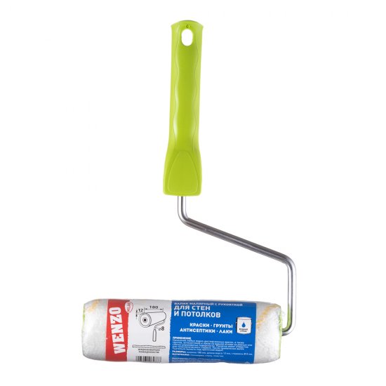 Валик полиакрил 180 мм d48 мм ворс 11 мм для водной основы с ручкой Wenzo Milano