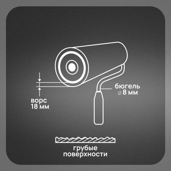 Валик полиакрил 180 мм d45 мм ворс 18 мм для водной основы с ручкой Wenzo Рим