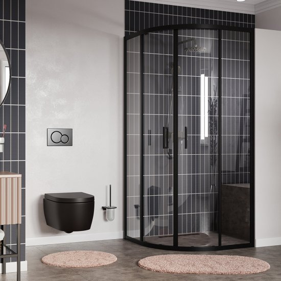 Душевой уголок WasserKraft Dill 61S черный 90х90х200 см полукруг стекло прозрачное 6 мм (61S01)