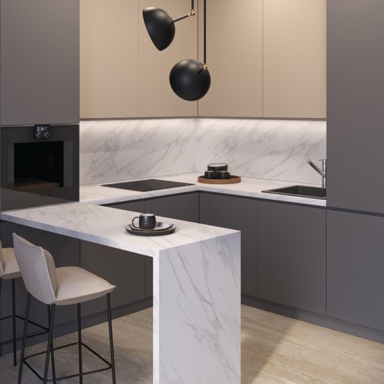 Панель стеновая ДСП для кухни 3000х600х4,5 мм 7405/6 calacatta marble
