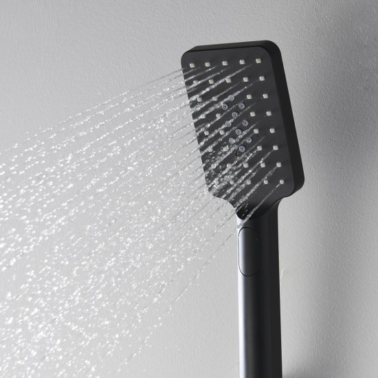 Лейка для душа WasserKraft 50х255 мм 3 режима без шланга пластик черная (A130)