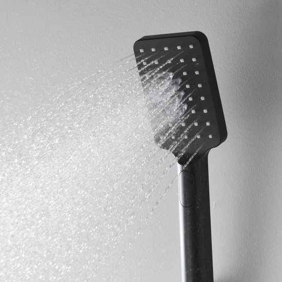 Лейка для душа WasserKraft 50х255 мм 3 режима без шланга пластик черная (A130)