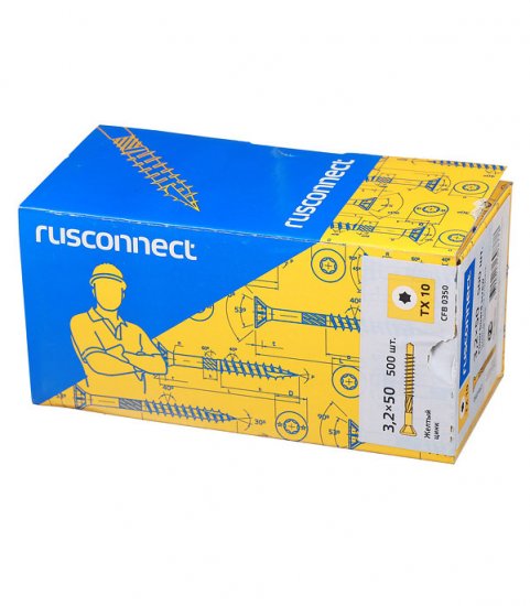 Саморезы для массивной доски 50x3,2 мм желтые (500 шт.)