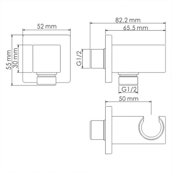 Подключение шланга WasserKraft с держателем латунь графит (A186)
