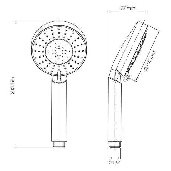 Лейка для душа WasserKraft d103 мм 5 режимов без шланга пластик хром (A032)