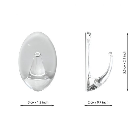 Крючок для ванной Kleber Strong одинарный самоклеящийся пластик прозрачный (3 шт.) (KLE-SG007/9691)