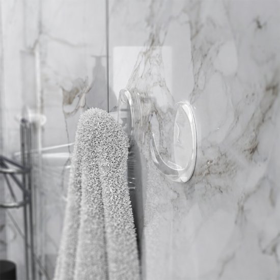 Крючок для ванной Kleber Strong одинарный самоклеящийся пластик прозрачный (3 шт.) (KLE-SG007/9691)