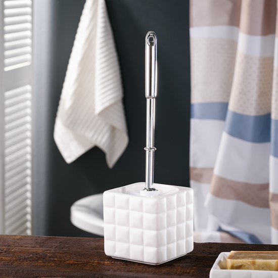 Ершик для унитаза Verran Quadratto напольный пластик/керамика белый (790-11)