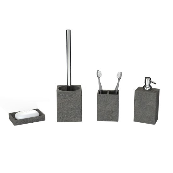 Дозатор для мыла Fora Stone Black настольный полирезин черный (For-STN021BL)