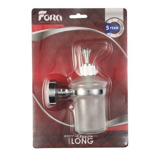 Дозатор для мыла Fora Long с держателем стекло матовый/металл хром (L041)