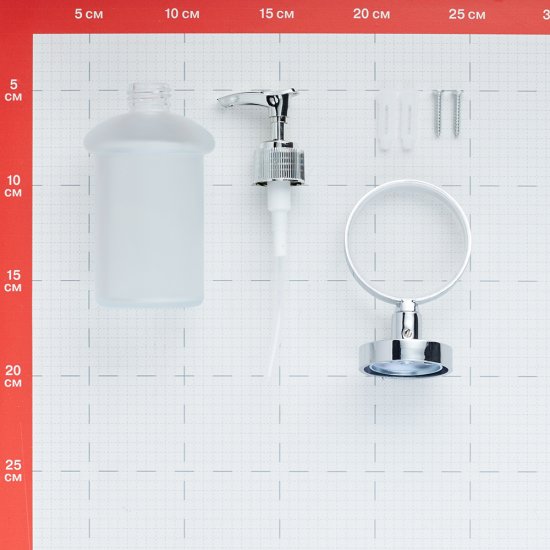 Дозатор для мыла Fora Long с держателем стекло матовый/металл хром (L041)