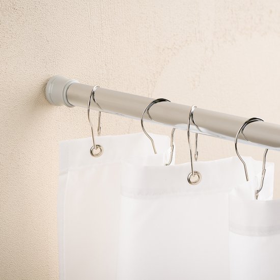 Карниз для ванной 140-260 см телескопический прямой сталь хром/бежевый