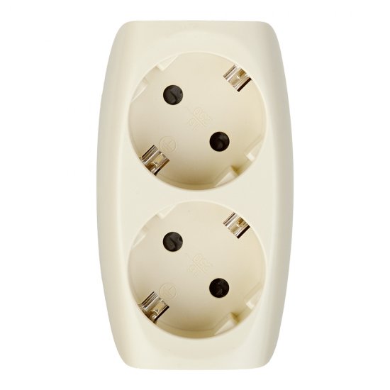 Разветвитель 2 розетки Эра 16 А 220 В 3,5 кВт слоновая кость (Б0002369)