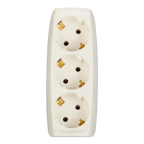 Разветвитель 3 розетки Эра 16 А 220 В 3,5 кВт слоновая кость (Б0002370)