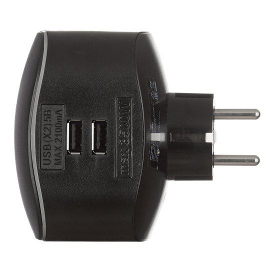 Разветвитель 3 розетки Эра 16 А 220 В 3,5 кВт 2хUSB черный (Б0046364)