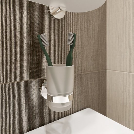 Стакан для ванной Iddis Sena с держателем стекло матовый/металл хром (SENSSG1i45)