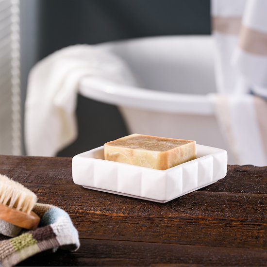 Мыльница для ванной Verran Quadratto настольная керамика белая (880-11)