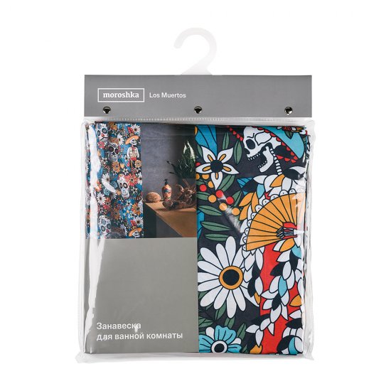 Штора для ванны Moroshka Los Muertos 1800х2000 мм полиэстер красная/синяя (T690-2)