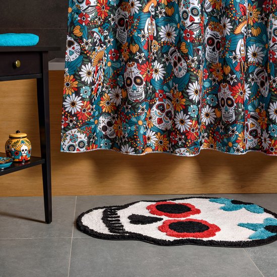 Штора для ванны Moroshka Los Muertos 1800х2000 мм полиэстер красная/синяя (T690-2)