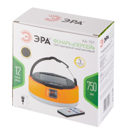 Фонарь кемпинговый Эра светодиодный 37 LED 10 Вт аккумуляторный Li-Ion пластик на солнечной батарее (Б0054044)