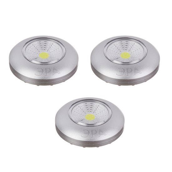 Фонарь пушлайт Эра светодиодный 1 LED 1 Вт на батарейках AAA пластик самоклеящийся (Б0031043)