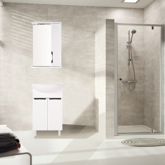 Зеркальный шкаф АСБ-Мебель Мессина 50х75х18 см с подсветкой белый