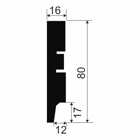 Плинтус МДФ Cosca Décor AP79 белый 80х16х2400 мм под покраску прямой