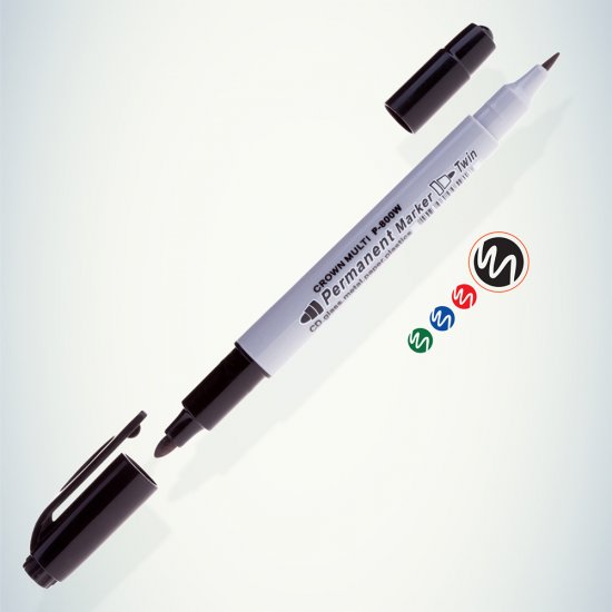 Маркер перманентный двусторонний Crown Multi Marker Twin черный грифель 2 мм