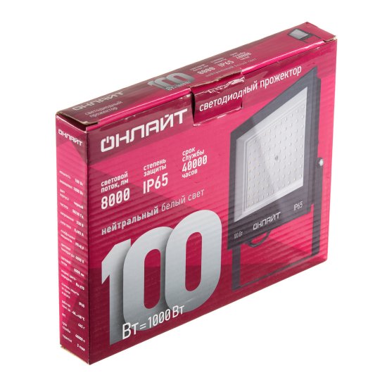 Прожектор светодиодный Онлайт OFL 4000К 100 Вт IP65 черный