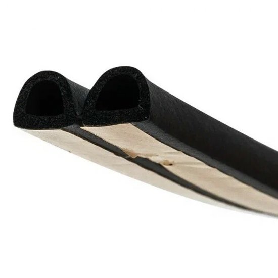 Уплотнитель для окон и дверей 12х10 мм 6 м (3+3 м) D профиль самоклеящийся черный