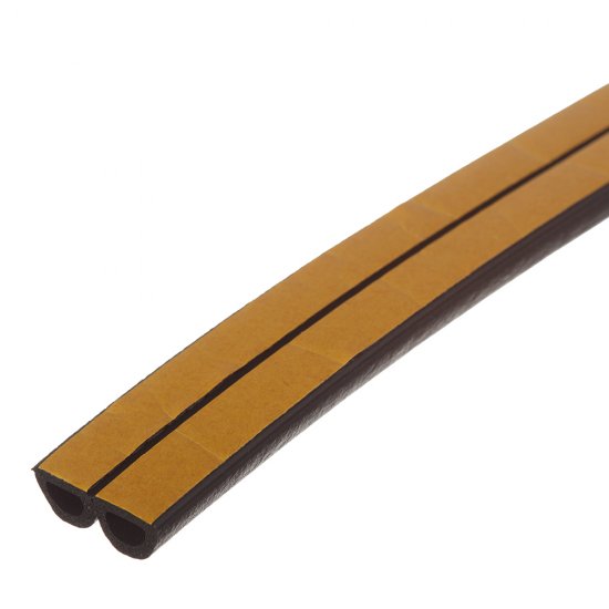 Уплотнитель для окон и дверей 14х12 мм 6 м (3+3 м) D профиль самоклеящийся черный