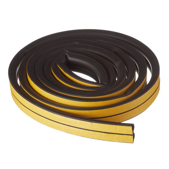 Уплотнитель для окон и дверей 14х12 мм 6 м (3+3 м) D профиль самоклеящийся черный