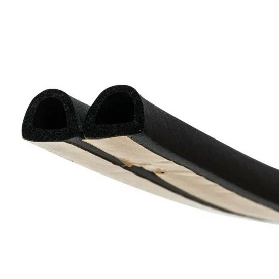 Уплотнитель для окон и дверей 9х5,5 мм 6 м (3+3 м) Р профиль самоклеящийся черный