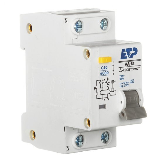 Автомат дифференциальный ETP АД-63 10А 1P+N тип A 30 мА 6 кА компактный (19052)