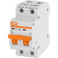 Автомат TDM ELECTRIC ВА47-29 2Р, 10 А, 4,5 кА, С