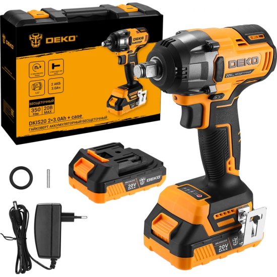 Аккумуляторный бесщеточный гайковерт DEKO DKIS20 3638